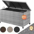 Produktbild: Gartenbox Auflagenbox Mit Rollen 270l Stauraum Uv-beständig Handgriffe Gasdruckfeder Wetterfest 117x53cm Garten Balkon Aufbewahrungsbox Grau - Casaria
