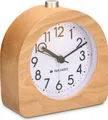 Produktbild: Navaris Holz Wecker Analog ohne Ticken - Batteriebetrieben - Wecker ohne Ticken - Mit Snooze Schlummerfunktion und Licht - Retro Design - Wecker Holz
