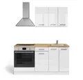 Produktbild: Vicco Küchenzeile R-Line, Weiß Hochglanz/Weiß/Weiß, 160 cm mit Herdumbauschrank oh...