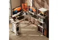 Produktbild: HOMCOM Computertisch L-förmig, 137 x 140 x 139,5 cm, mit 6 Ablagen, Monitorständer (Bürotisch, 1-St., Eckschreibtisch), mit Monitorständer, USB, Steckdose, für Homeoffice, Büro, Weiß