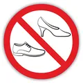 Produktbild: Verbots-Aufkleber Schuhe verboten I rund Ø 10 cm I Betreten der Fläche mit Schuhen nicht gestattet I Straßen-Schuh-Verbot I hin124
