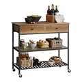Produktbild: SoBuy Küchenwagen Servierwagen Küchenregal mit 4 Rollen Kücheninsel Flurschrank Sideboard Beistelltisch mit 2 Schubladen und 2 Ablagen Rollwagen Industrie-Design BHT ca.: 100x93x45cm FKW112-PF
