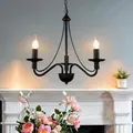 Produktbild: Licht-Erlebnisse Kronleuchter klassisch Metall schwarz 3-flammig für Wohnzimmer Esszimmer 3xE14 elegantes Design Pendellampe Hängeleuchte Lüster