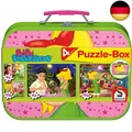 Produktbild: Schmidt Spiele 55595 Bibi Blocksberg, 4 Kinderpuzzle im Metallkoffer, 2x60 und