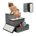 Produktbild: relaxdays Haustiertreppe Faltbare Hundetreppe 3 Stufen (1-St) grau