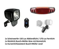 Produktbild: Set Scheinwerfer 170 Lux Fernlicht+Rücklicht Brex Bremslicht+Kurvenlicht Leval