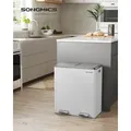 Produktbild: SONGMICS Mülleimer, 2 x 30 Liter, 2 Fächer, Mülltrennsystem, Treteimer, Abfalleimer Küche, 15 Müllsäcke, Metall