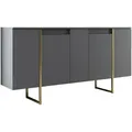 Produktbild: Dmora Kommode Dgarzitt, Wohnzimmerbuffet, Wohnzimmer-Sideboard, Moderne Küchen-Speisekammer, 160x35h80 cm, Walnuss und Gold