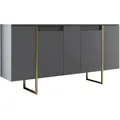 Produktbild: Kommode Dgarzitt, Wohnzimmerbuffet, Wohnzimmer-Sideboard, Moderne Küchen-Speisekammer, 160x35h80 cm, Walnuss und Gold - Dmora