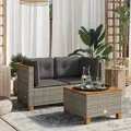 Produktbild: vidaXL Garten-Ecksofas mit Kissen 2 Stk. Grau Poly Rattan