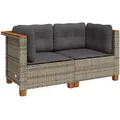 Produktbild: vidaXL Garten-Ecksofas mit Kissen 2 Stk. Grau Poly Rattan