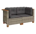 Produktbild: vidaXL Gartenlounge-Eckteil, Garten-Ecksofas mit Kissen 2 Stk. Grau Poly Rattan