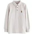 Produktbild: Next Langarm-Poloshirt Langärmeliges Polo-Shirt (1-tlg) grau 146 (11J)