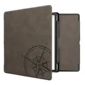 Produktbild: kwmobile Hülle kompatibel mit Amazon Kindle Scribe Hülle - Kunstleder Cover - Kompass Vintage Grau
