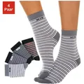 Produktbild: Basicsocken H.I.S, Herren, Gr. 35-38, bunt (grau, schwarz, dunkelgrau, schwarz, hellgrau, rot, schwarz), Baumwolle, Elasthan, Polyamid, geringelt, elastisch, Socken, mit eingestricktem Markenlogo