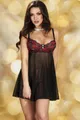 Produktbild: Chilirose Negligé Babydoll schwarz/rot (2-tlg)