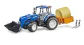 Produktbild: bruder 02187 - New Holland T5.120 mit Frontlader, Ladekasten, Gabeln und Rundballen - 1:16 Traktor, Fahrzeuge, Bauernhof, Bulldog