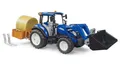 Produktbild: Bruder 02187 New Holland T5.120 mit Frontlader, Ladekasten, Gabeln und Rundballe