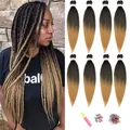Produktbild: Pre-Stretched Braiding Hair 8 Packungen ShowJarlly Haarverlängerungen für afrikanische Zöpfe, weich, Easy-braid, 20 Zoll, Yaki-Textur, professionelle Flechtung für Haare T1B/27#