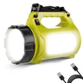 Produktbild: LE LED Handscheinwerfer 1000 Lumen, Wiederaufladbare CREE Akku Handlampe mit 3600mAh Powerbank, 10W Dimmbare Taschenlampe inkl. 3 Lichtmodi 2 Helligkeitsstufen, USB-Kabel für Notfall Camping usw.