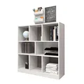 Produktbild: Coemo Raumteiler Split Bücherregal Weiß Büroregal 3 Etagen Würfelregal mit 8 Fächern, Standregal, Aktenregal 100x30x106cm