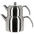 Produktbild: Teekanne Edelstahl Caydanlik Teekocher Wasser/Tee-Kessel Wasserkessel 1,5L, Teekessel 0,7L Griff Silber