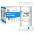 Produktbild: Health Press Mullbinden – Verbandsmaterial (8cm x 4m) 20 Rollen – Elastischer Binden Verband – Medizinprodukt – Dermatologisch getestete Fixierbinde – Bandage Ideal für Erste Hilfe & Wundversorgung