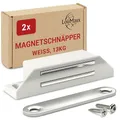 Produktbild: LouMaxx Magnetschnäpper extra stark - Haltekraft 13kg – 2er Set in weiß Magnetverschluss – Magnetschloss – Türmagnet – Möbelmagnet – Magnet Schranktür – Magnet-Türschließer – Balkontürschnapper