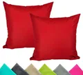 Produktbild: JACK 2er Set 40x40cm Outdoor Kissenhülle Kissenbezug Wasserfest Sitzkissen Lounge Kissen Garten Stuhl Lotus Effekt, Farbe:Rot