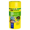 Produktbild: JBL PRONOVO CICHLID GRANO, Hauptfutter für Buntbarsche von 15-25 cm, Klickdosierer, Fischfutter-Granulat, Größe XL, 1000 ml