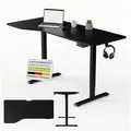 Produktbild: Juskys Schreibtisch Office Stand, 160 x 75 cm, elektrisch verstellbar, Headset-Halterung, Kabelführung schwarz 160 cm x 72 cm x 75 cm