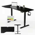 Produktbild: Juskys Höhenverstellbarer Schreibtisch 160x75cm - Elektrisch stufenlos verstellbar Bürotisch Sitz- & Stehtisch Speicherplatz Memory-Funktion - Schwarz