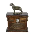 Produktbild: Art-Dog Custom Dog Sitzender Hund Statue Gedenkurne - Handgefertigte Kaltguss-Bronze auf Birke Basis - Urne für die Asche des Hundes - 8.3x11.4x8.7-5l - Rottweiler II