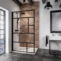 Produktbild: Schulte ExpressPlus 7T Alexa Style 2.0 Black Style Duschwand Walk-In Dekor Atelier 1 Schwarz 120 cm / 200 cm inkl. fixil-Glassiegel - EP369110 68 1660