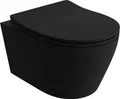Produktbild: LAVITA Wand-WC Praia Black | Hnge Toilette | Toilettendeckel mit Absenkautomatik & Metallscharniere | Toiletten Splrandlos Hngend | Toilettenbecken | 360x480x375 cm | Schwarz