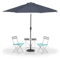 Produktbild: Sonnenschirm, Ø 300 Cm, Knickbar, Mit Kurbel & Schutzhülle, Runder Gartenschirm, Balkon, Terrasse, Anthrazit - Relaxdays