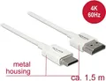 Produktbild: DeLOCK Slim High Quality - HDMI mit Ethernetkabel - HDMI (M) bis mini HDMI (M) - 1,5m - dreifach abgeschirmtes Twisted-Pair-Kabel - weiß - 4K Unterstützung (85143)