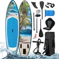 Produktbild: BRAST SUP Board Tropic | Aufblasbares Stand up Paddle Set | 320x81x15cm | inkl. Sonderzubehör | 2in1 Paddel Kajak-Sitz Action-Cam-Halterung Fußschlaufe Pumpe Rucksack