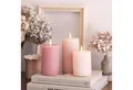 Produktbild: Lights4fun LED-Kerze TruGlow® LED Kerzen Echtwachs Trio geriffelt rosa