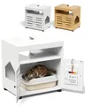 Produktbild: EASECAT Katzenschrank für Katzenklo – Stilvoller Waschbeckenunterschrank/Katzenmöbel mit flexiblem Einstieg (Links/rechts) – Versteckt Katzentoilette, Katzenhaus – Weiß, 60 × 44 × 60 cm