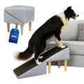 Produktbild: Outentin Hundetreppe Klappbar – Rutschfeste Hunderampe & Weiche Haustiertreppe für Kleine & Große Hunde, Treppe für Sofa & Bett, Stabil & Faltbar, Möbeloptik, 36 cm Hoch – Zuhause & Unterwegs,Hellgrau