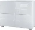 Produktbild: Vladon Kommode Rova V3, Moderner Küchenschrank mit 4 Push-to-Open Türen Weiß matt / Weiß Hochglanz (92,5 x 75.5 x 35)