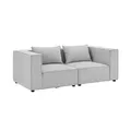 Produktbild: Juskys modulares Sofa Domas S - Couch Wohnzimmer - 2 Sitzer mit Lehnen & Kissen - Stoff Hellgrau