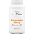 Produktbild: Vitaworld Hyaluronsäure 100 mg | 100 Kapseln | mit 100 mg Hyaluronsäure und 200 mg Vitamin C pro Kapsel | vegan