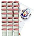 Produktbild: 24er Set Sturzglas 350 ml Marmeladenglas Einmachglas Einweckglas To 82 rot karierter Deckel