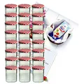 Produktbild: 24 Sturzgläser 350 ml Marmeladengläser Einmachglas Einweckglas rot Rezeptheft