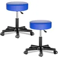 Produktbild: Casaria® Rollhocker Höhenverstellbar 2er Set 10cm Polsterung 46-60cm Höhe 360° Drehbar Ø35cm Rund Rollen Bürohocker Drehhocker Arbeitshocker Stuhl Blau