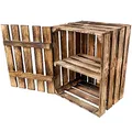 Produktbild: Creative Deco Vintage Holztruhe mit Deckel & Regal | 50 x 40 x 30 cm | Geflammte Holzkiste Holzbox | Wandregal Küche | Ideal als Aufbewahrungsbox, Korb für Geschenke | Für DiY, Dokumente, Spielzeug