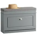 Produktbild: SoBuy Schuhkipper FSR82, Schuhregal schmal, Sitzbank mit Stauraum, Flur, Schlafzimmer, Schuhschrank schmal, Schuhbank mit Sitzkissen, mit Klappe grau 75 cm x 51 cm x 24 cm