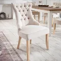 Produktbild: riess-ambiente Eleganter Stuhl CASTLE beige Leinenstoff Landhausstil mit Komfortgriff Esszimmerstuhl Essstuhl
